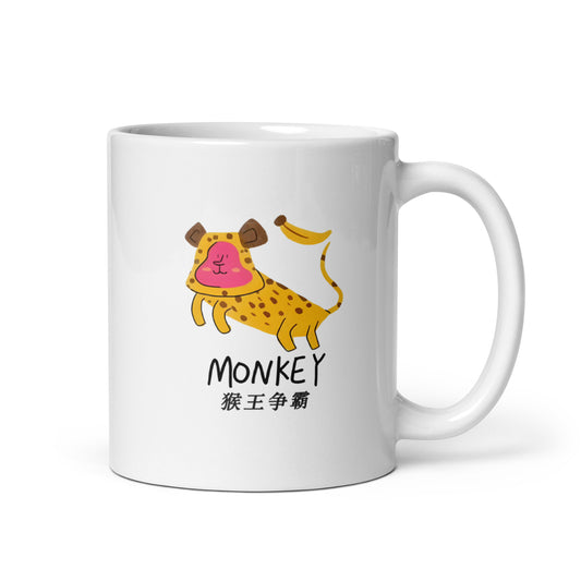 Monkey zodiac White glossy mug