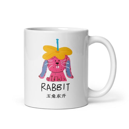 Rabbit zodiac White glossy mug