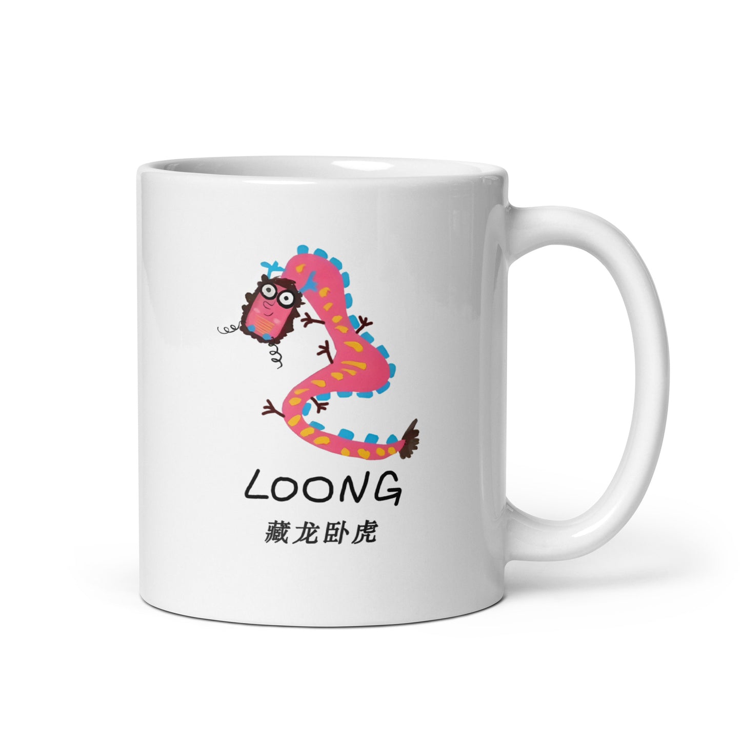 loong zodiac White glossy mug